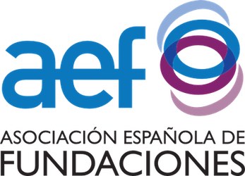Logotipo de la AEF (Asociación Española de Fundaciones) con símbolo de anillos entrelazados
